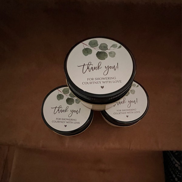 Eucalyptus Bridal Shower Favor Candles / Personalized 4 Oz. Soy Candle ...
