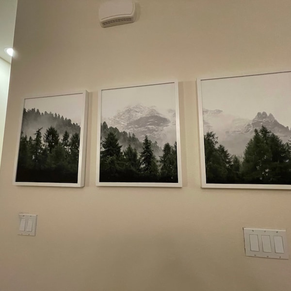 3 Piece Forest Wall Art Print, Set of 3 Forest Landscape Art, Green ...