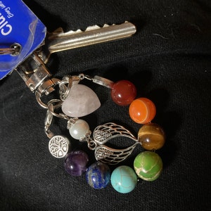 Chakra Beaded Keychain, Seven Chakra Keyring, Yoga Keychain, Tree of ...