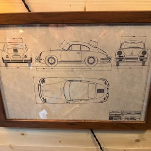 Classic Porsche 356B Coupe or Cabriolet Blueprint Art Print - Etsy