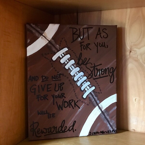 Baseball Decor Handpainted Canvas Bible Quote 2 Chronicles 15:7 Gift ...