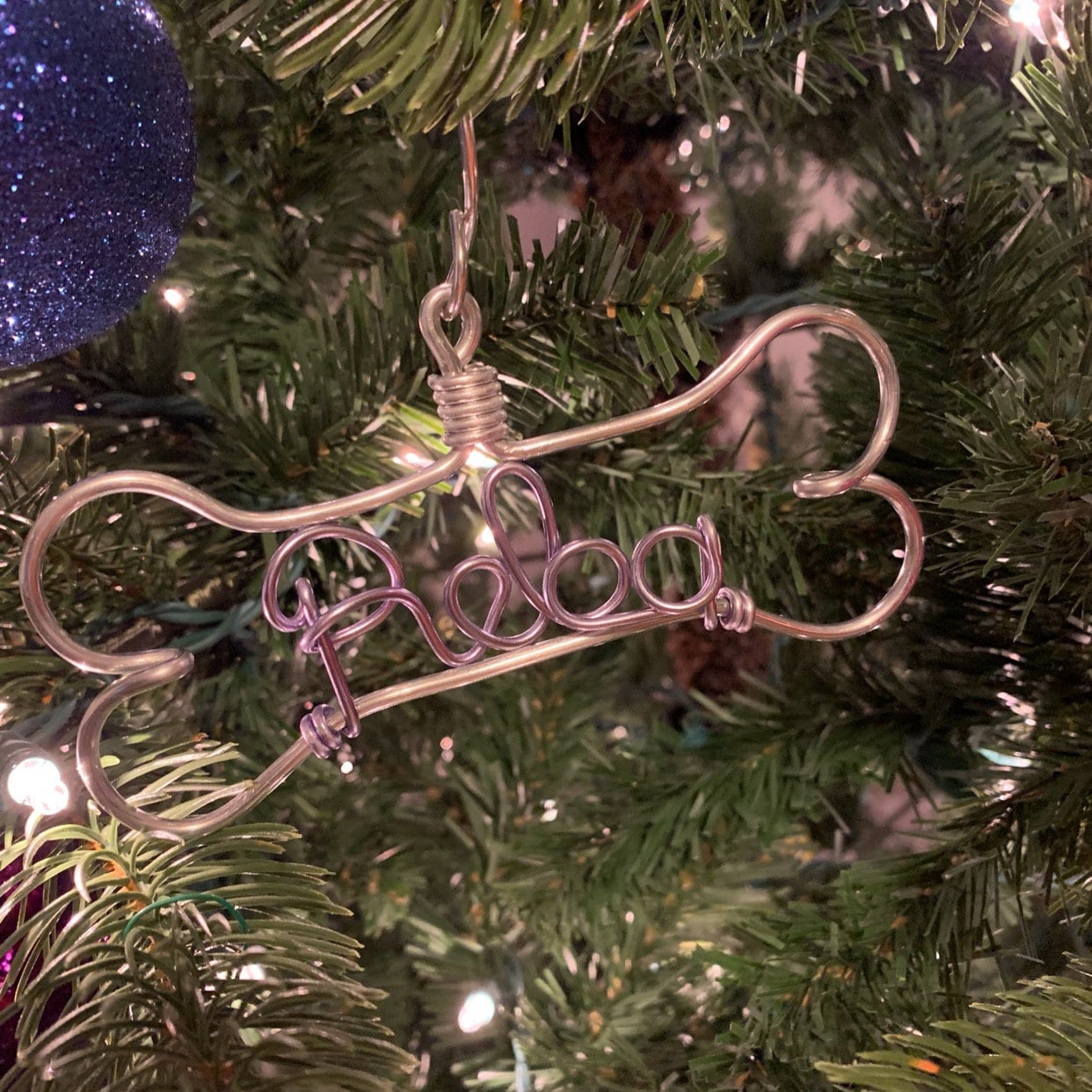 Personalized Pet Ornament - Handcrafted Wire Dog Bone with Pet&#39;s Name - Dog Christmas Gift, Unique Dog Ornament, Hand Shaped Wire Decor