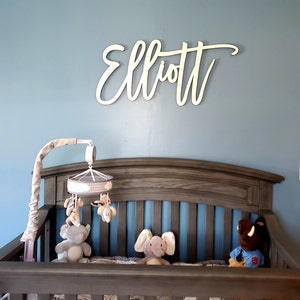 Nursery Name Sign Boy Baby Name Sign Custom Nursery Sign Above Crib Sign Wooden Nursery Decor Baby Girl Sign Personalized Name Sign photo