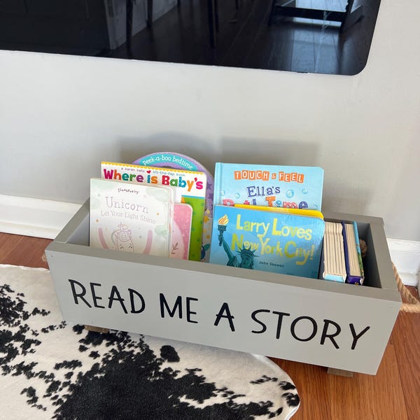 Personalized Children's Library Box, Baby Book Box, Book Storage ...