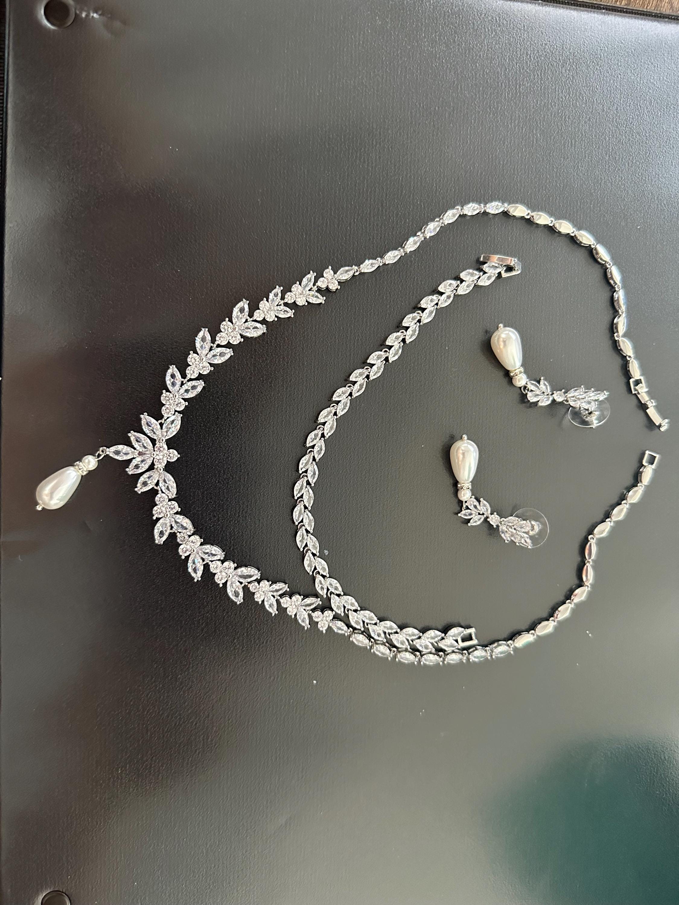 Perlen Braut Halskette Set Perlen Hochzeit Schmuck Roségold Perlen Halskette Perlen Braut Halskette Set Perlen Brautjungfern SchmuckSet