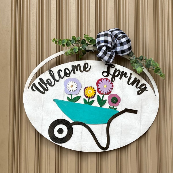 Spring Welcome Sign SVG, Garden Welcome Sign SVG, Spring Door Hanger ...