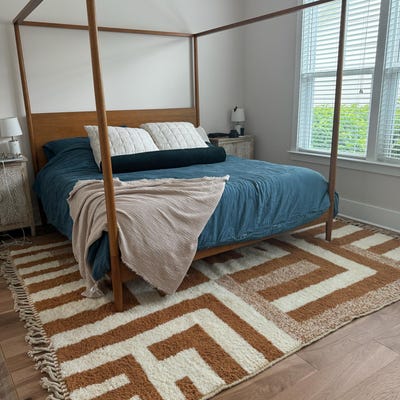 Modern Berber Rug, Handwoven Wool Carpet, Custom Area Rug, White and ...