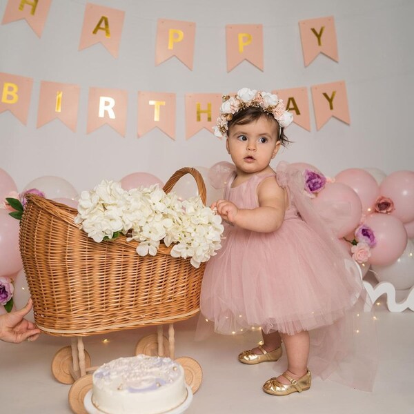 Baby Girl Christening Dress – Puffy Princess Tulle Gown main image 0