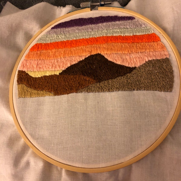 Modern Embroidery Wall Art Reference: DIY Beginner Embroidery Kit Minimalist Retro Sunset Craft Embroidery