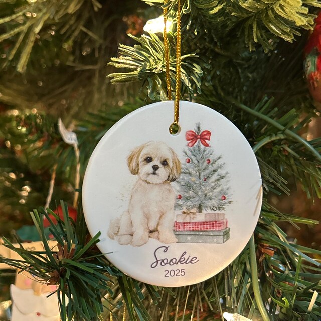 パーソナライズされたシーズー犬用クリスマスオーナメント：シーズー犬