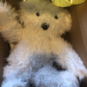 Handmade Teddy Bear White Bear Plush Blue Nose Polar Etsy - sam roblox bear alpha