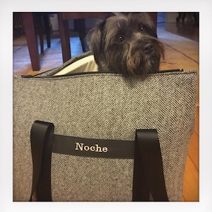Pet Carrier Dog Carrier: the Herringbone customized NAMETAG 