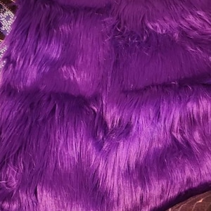 Bianna Quality PURPLE Long Pile Faux Fur Fabric, Shag Shaggy Material ...