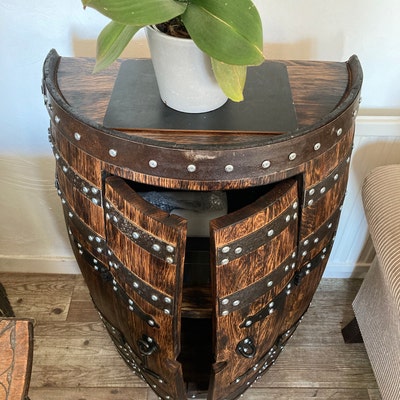 ROTATING SHELF Whisky Barrel Cabinet_oak Barrel-bar_handmade - Etsy