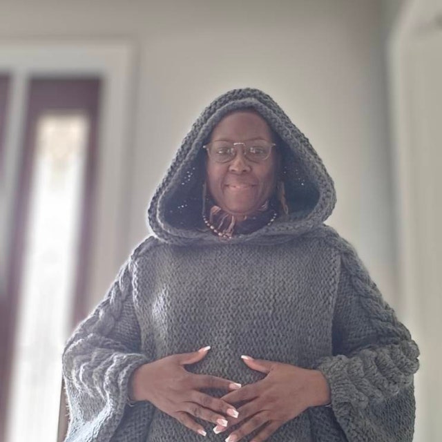 Tweed Beige Angel Sweater Capalet With Hoodie - Over Size Plus