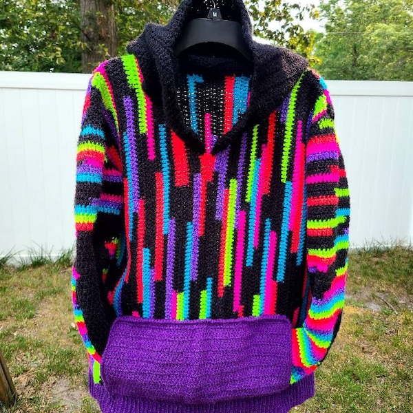 Men s Crochet PDF Pattern Sideways Hoodie Etsy