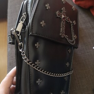 GOTHX Mini Black Vegan Gothic Cross Coffin Chain Bag