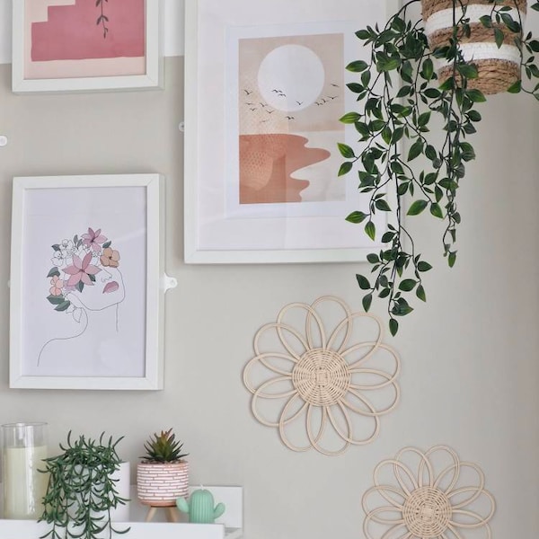 Handmade Rattan Flower Wall Hanging | Nursery Wall Decor | Boho Wall ...