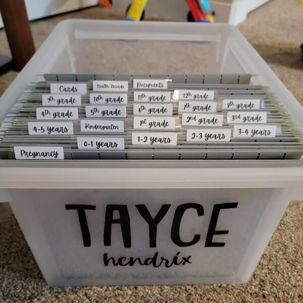 Milestone Tote File Labels ONLY . Baby Memory Box Labels . File Box ...