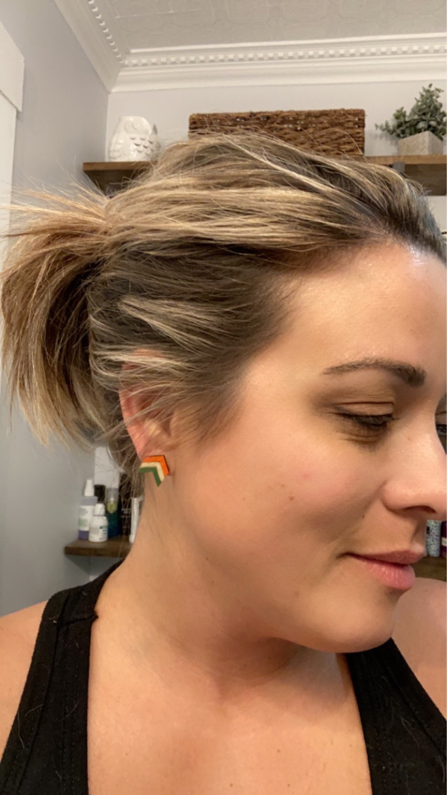 School Spirit Earrings, Team Colors, Handpainted Custom Color Wooden Stud Earring, Cheer Earring,  Game Day Jewelry, Back to School Earrings