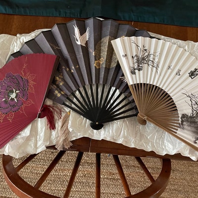 Cute Cat Bamboo Hand Fan Japanese Kawaii Handheld Folding - Etsy