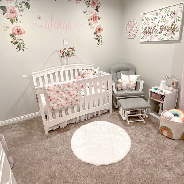 Personalized Girls Name Wall Decal | Custom Nursery Name Decal | Script ...