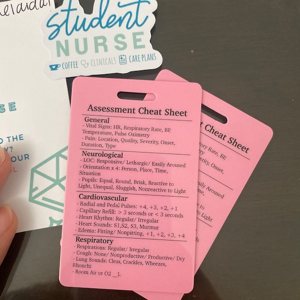 Head to Toe Assessment Nursing Reference Cards Nursing Badge Cards ...