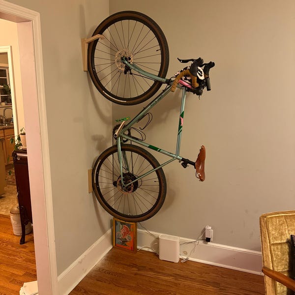Tokyo Bike Rack Wall Mount / Wooden Wall Hook for Bike Storage ...