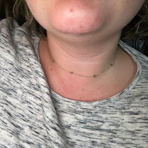 Dainty Peridot Necklace, Gold or Sterling Silver, August Birthstone Necklaces for Women,  Sterling Silver or Gold Bridesmaid Gift Ideas,