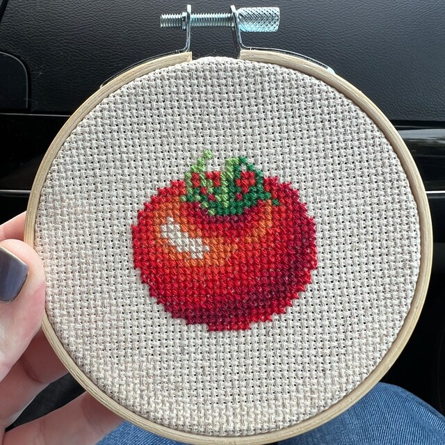 トマトのクロスステッチパターンPDF - トマト刺繍 - 即時ダウンロード
