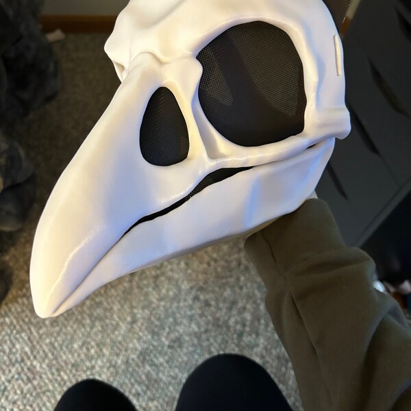Raven Bird Skull Corvus Bone Skull Mask - Movable Moving Hinge Jaw- 3D ...