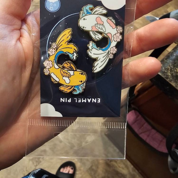 Enamel Pin: Japanese Cherry Blossom Koi Fish, Sakura Koi Fish Pair Pin ...