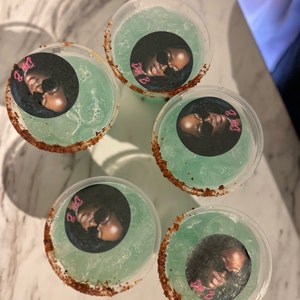 Personalised Photo/Logo Edible Cocktail Drink Toppers-Wedding/Birthday/Party