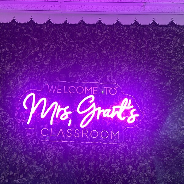 Teacher Name Neon Sign: Classroom Decor, LED Door Hanger - Etsy