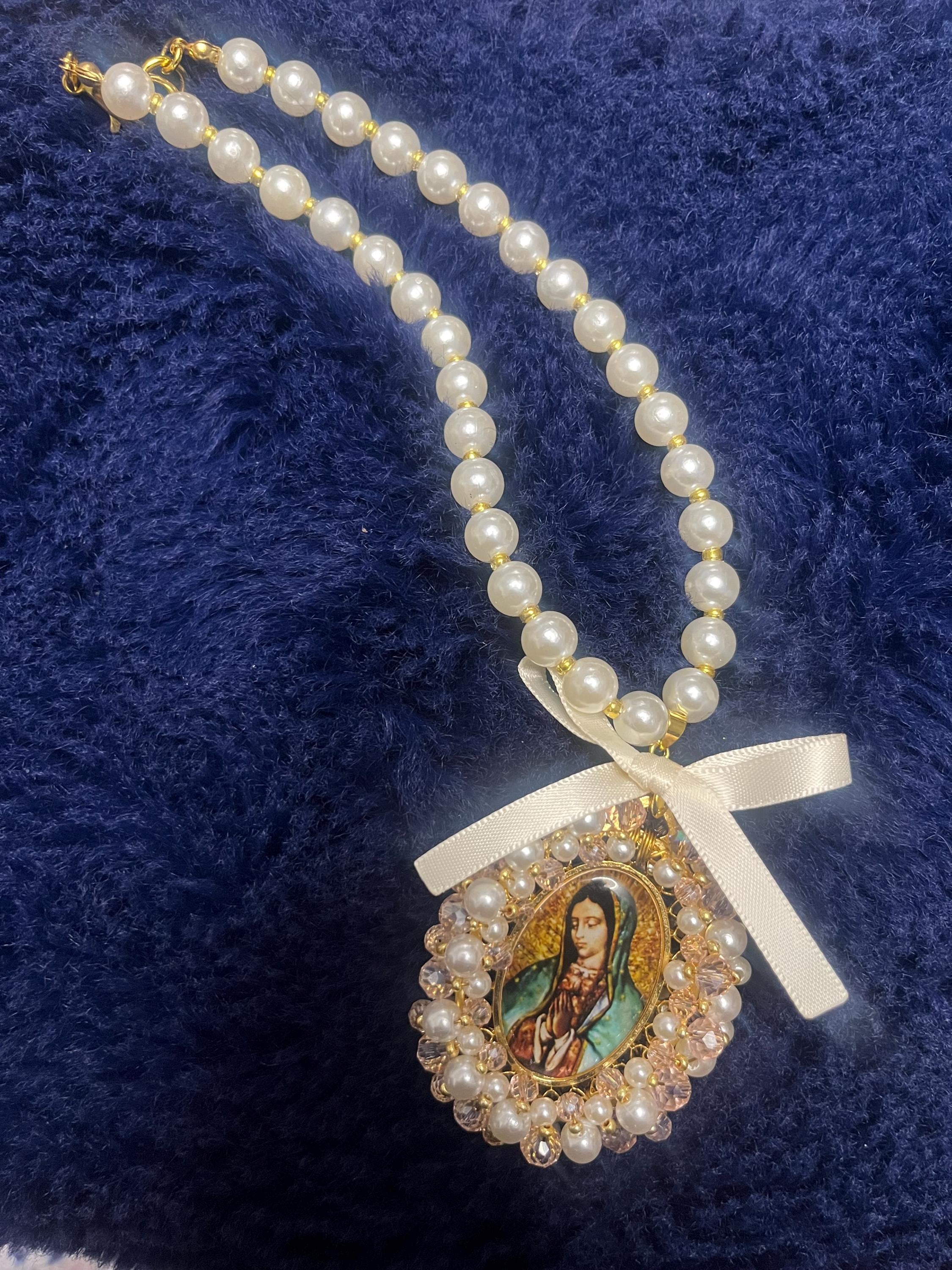 Virgin Mary Car Charm,Car Decoration, Car Accessories, Rear view Mirror,Car Blessings,Car Rosary,Baptism Gift,Religious Catholic,Car Charm