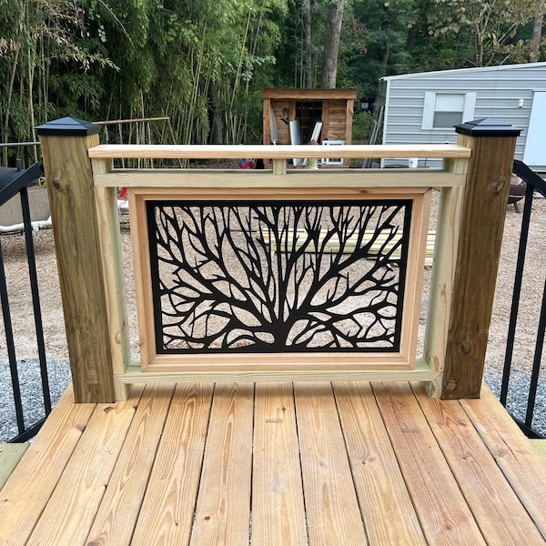 Tree Railing Metal Insert, Metal Panel, Metal Privacy Screen, Fence ...