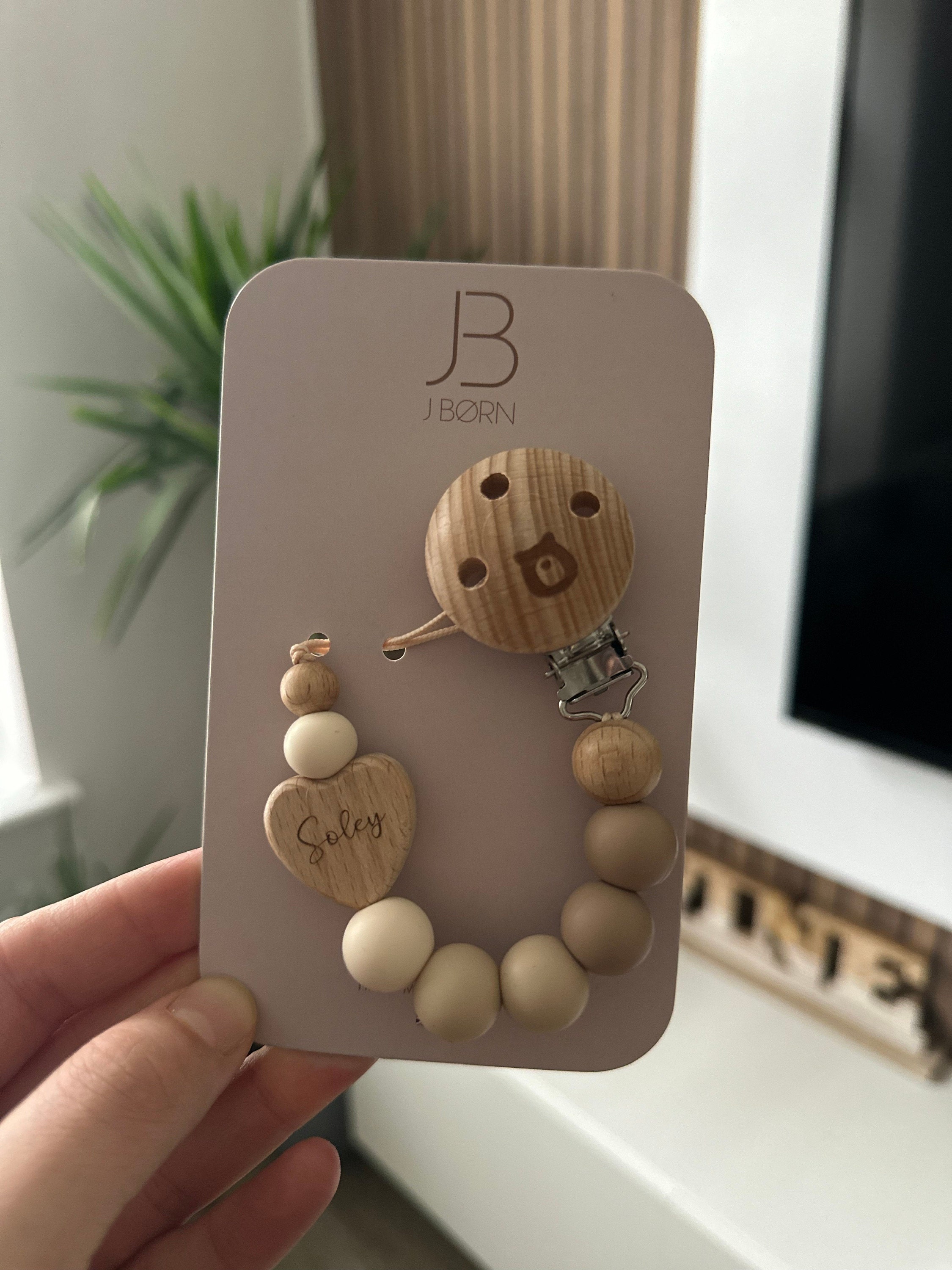 JBØRN Heart Personalised Pacifier Clip | Soother Holder | Dummy Clip