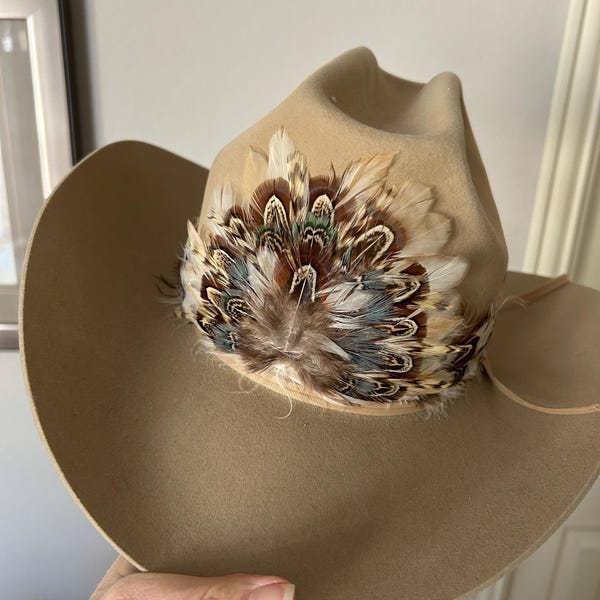 Turquoise Metallic Western Leather Band w/ Choice of Boho Hat 985f