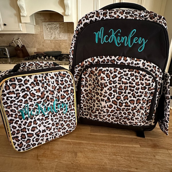 Leopard Backpack and Lunch Box Set - Etsy