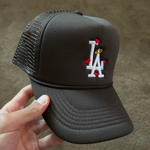 LA Los Angeles Trucker Cap, Baseball Hat With Hearts and Halo 
