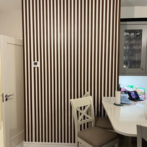 Wood Slat Wall Panel, Apartment Decor, Nerrow Size (30 Mm), Walnut ...