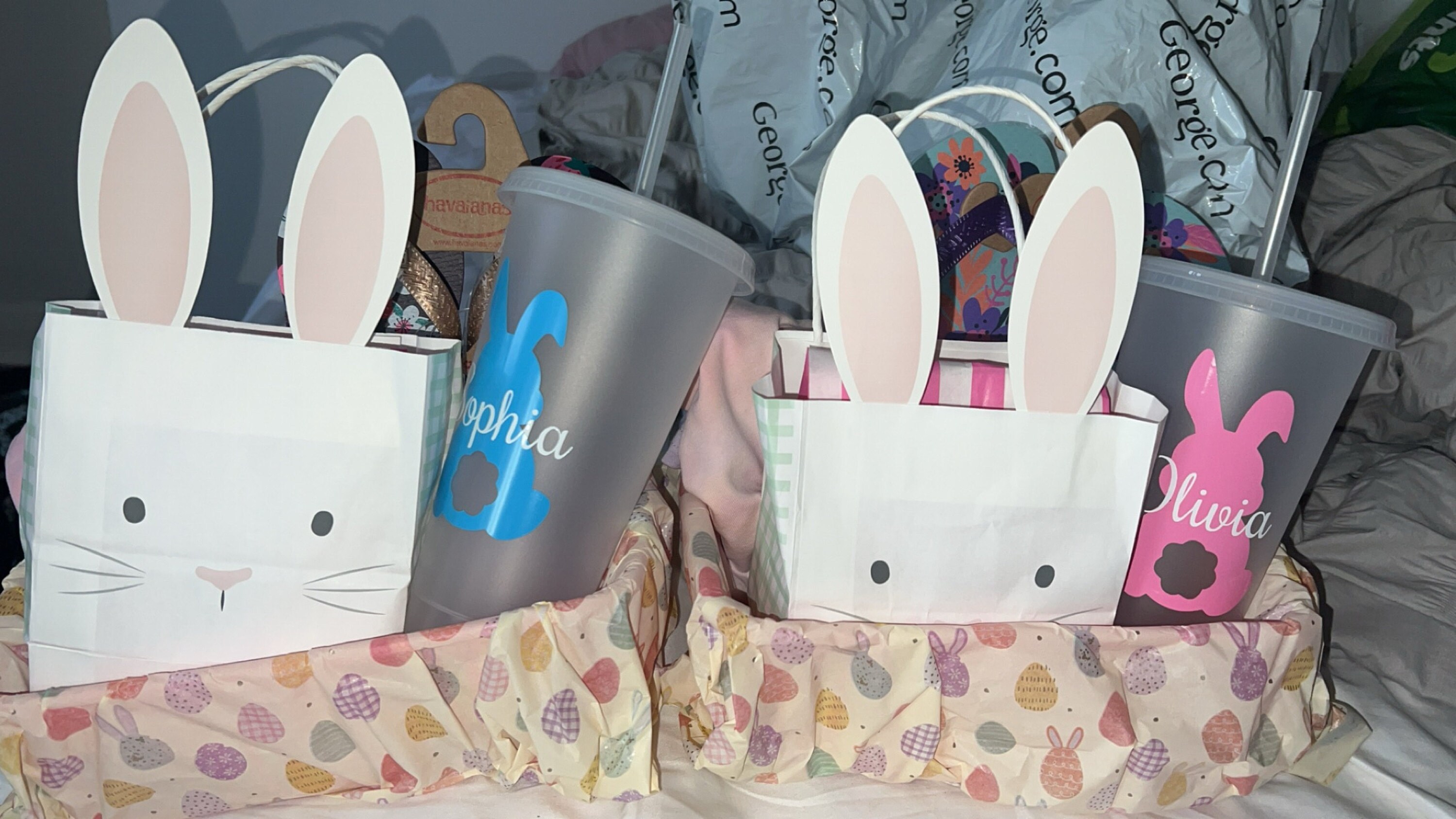 Children&#39;s Easter cup, Personalised Easter Cups, Bunny Cup, kids cup, Easter Gift, Children&#39;s cup with straw