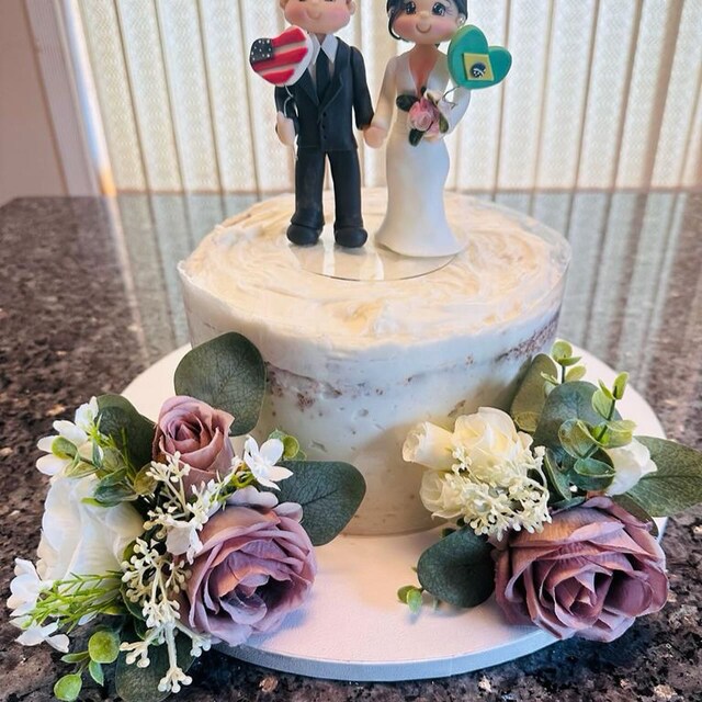 Fleurs Artificielles Pour Décoration De Gâteau - Roses Blanches Et Feuilles Vertes Pour Mariage, Anniversaire - 8