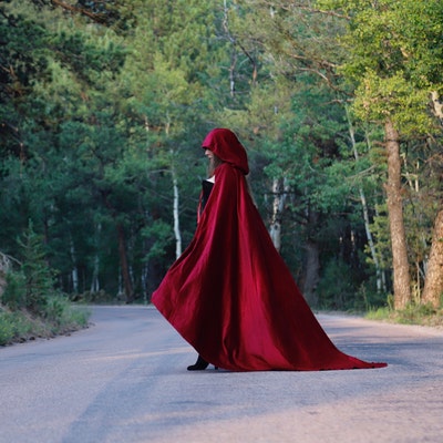 Red Velvet Cape Hooded Cloak Riding Hood Cloak With Train Very Long - Etsy