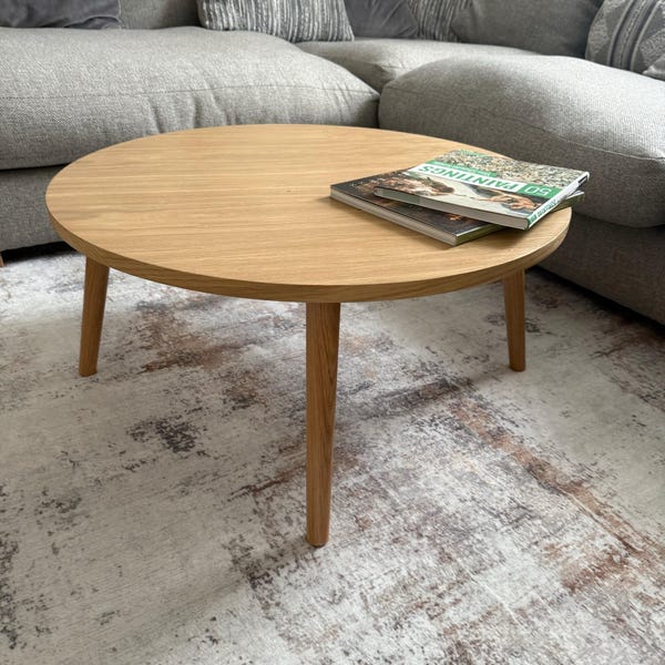 OAK Modern Round Coffee Table , Scandinavian Solid Wood Coffee Table ...