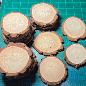 Rodajas De Madera Natural, Kit De Madera Sin Terminar Con Anillos De Ojo De Tornillo, 20 Uds., 3,5-4,0