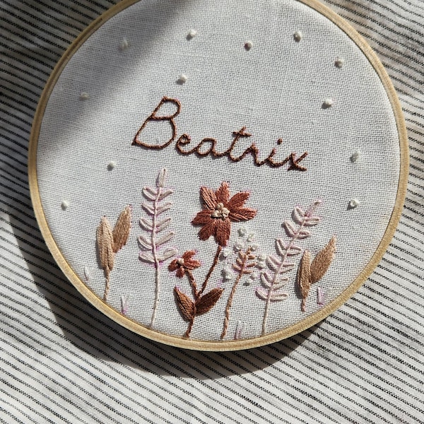 Custom Name Wildflower Embroidery PDF Pattern | DIY Modern Embroidery ...