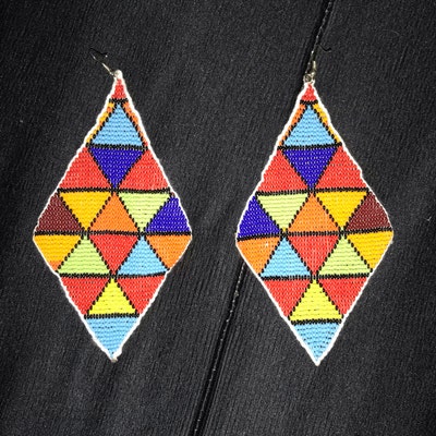 Multicolor - Handpainted & Bead Work Jute Earrings main image 1