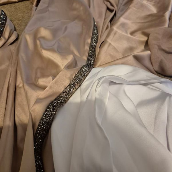 HS6536 Elegant Rose Pattern Abaya Outer Dress Set
