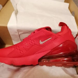 Swarovski Women S Nike Air Max 270 All Red Sneakers Etsy
